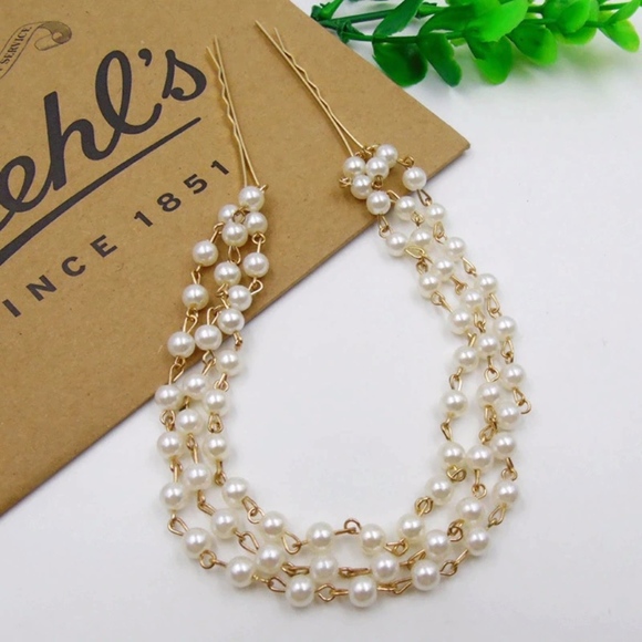 Pearl Strands Bobby Pin Hair Updo Accessory Clips - Picture 3 of 8